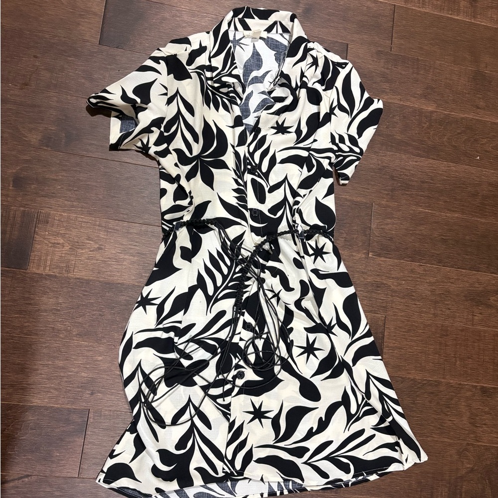 Black and White Floral Women's Dress